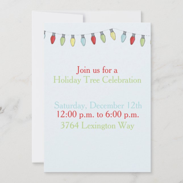 String of Christmas  Lights Editable Invitation (Front)