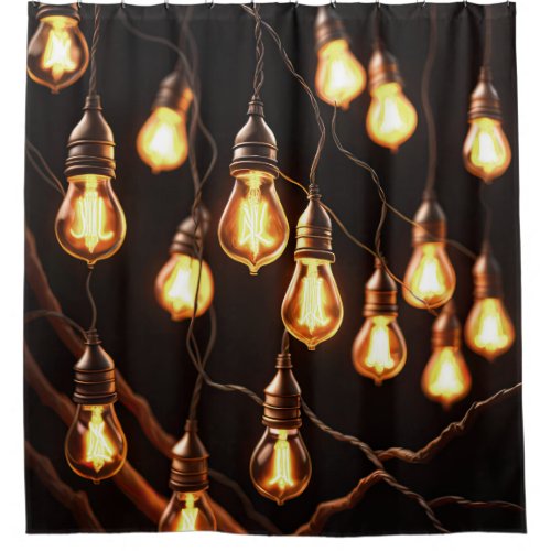 String of Edison Lights Shower Curtain