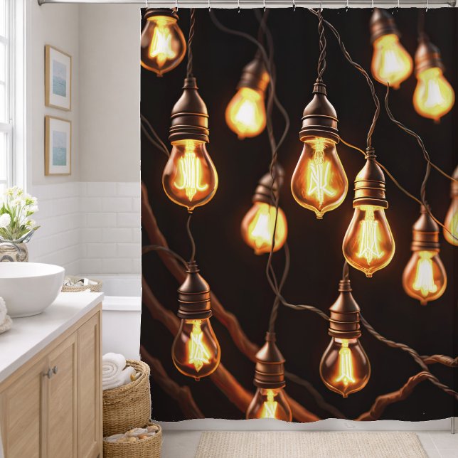 String of Edison Lights Shower Curtain (Creator Uploaded)
