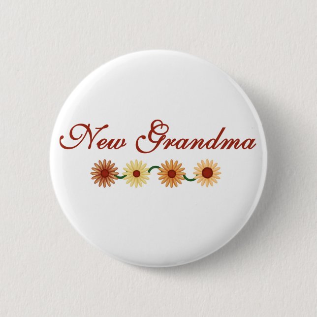 String of Flowers New Grandma Pinback Button (Front)