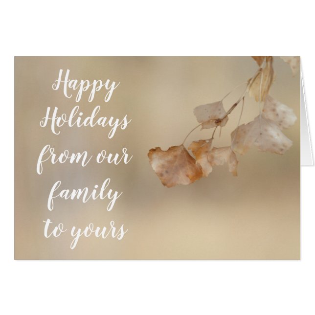 String of Golden Leaves, Happy Holidays Cards (Front Horizontal)