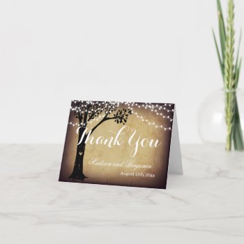 String Of Light Oak Tree Wedding Thank You Cards by RusticCountryWedding at Zazzle