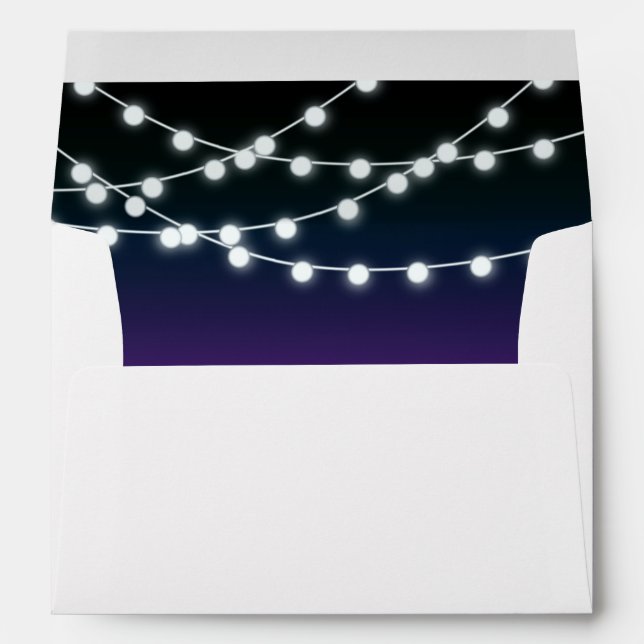 String Of Lights Aglow Borealis Wedding Envelope (Back (Bottom))