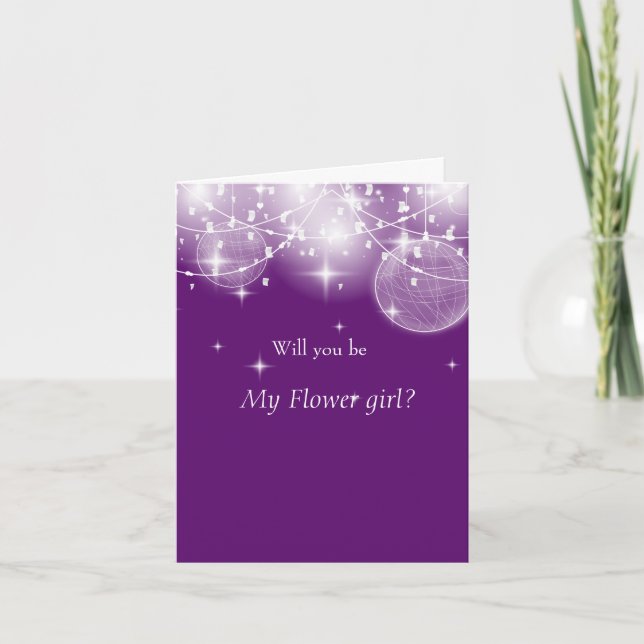 String of lights and stars flower girl thank you card (Front)
