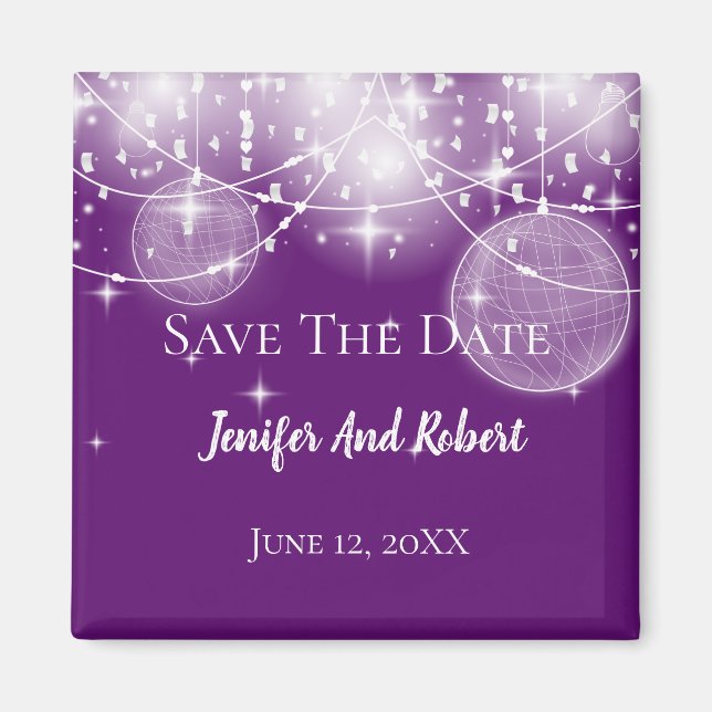 String of lights and stars wedding Save the Date Magnet (Front)