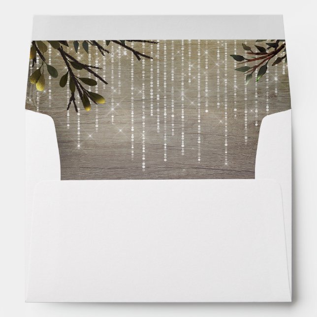 String of Lights and Tree Branches Wedding Envelope (Back (Bottom))