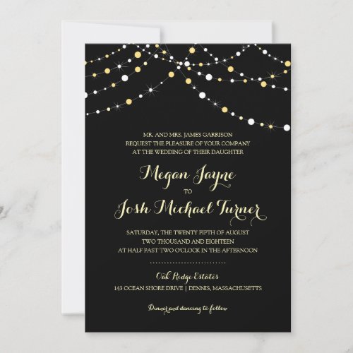 String of Lights Black  Wedding Invitation