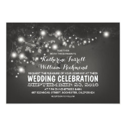 String Of Lights Black & White Wedding Invite 5