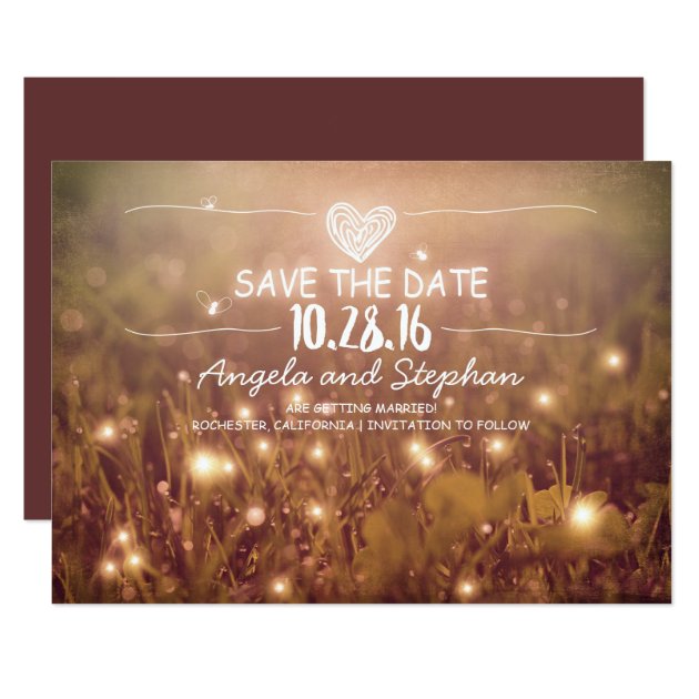 String Of Lights Blush Rustic Save The Date Cards