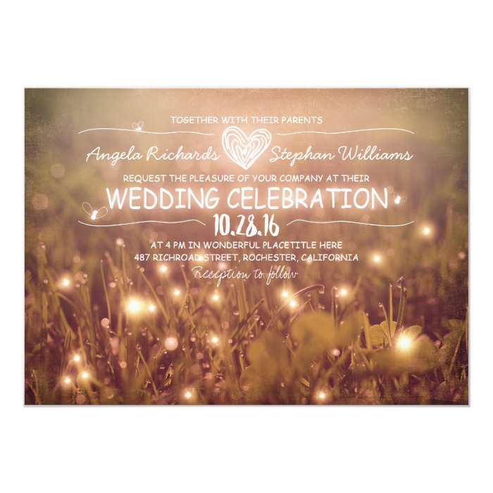 string of lights blush rustic wedding invitation Zazzle