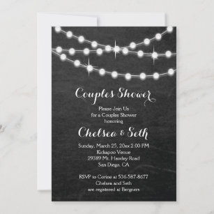 String of Lights Chalkboard Background Invitation