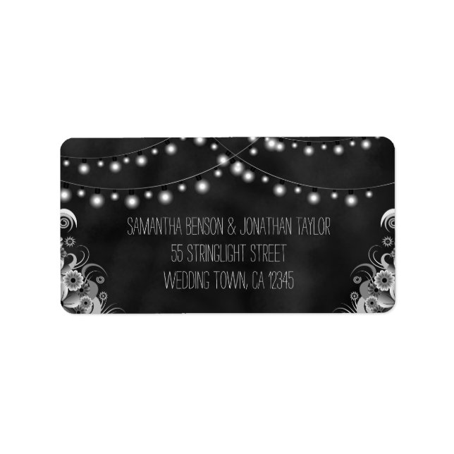 String Of Lights Chalkboard Medium Wedding Labels (Front)