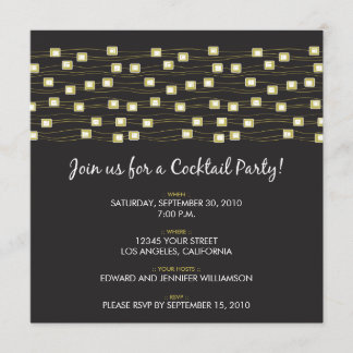 String of Lights Cocktail Party Invitation (black)