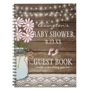 String Of Lights Country Baby Shower Guestbook Notebook
