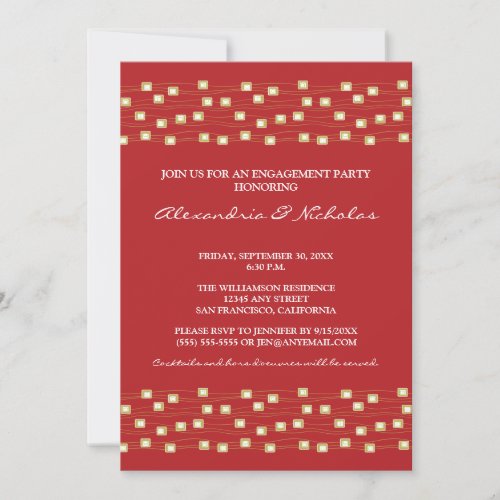 String of Lights Engagement Party Invitation (red)