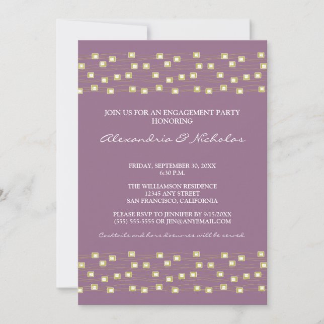 String of Lights Engagement Party Invite (lilac) (Front)