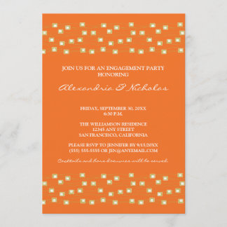 String of Lights Engagement Party Invite (orange)