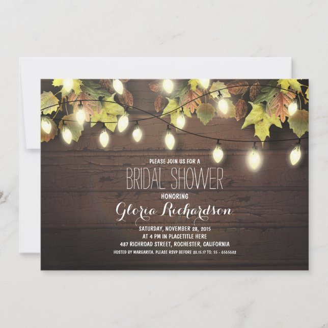 string of lights fall bridal shower invitation (Front)