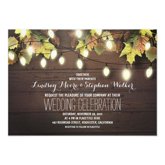String Of Lights Fall Wedding Invitation