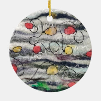 String of lights felted fiber round ornament