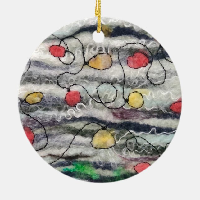 String of lights felted fiber round ornament (Back)