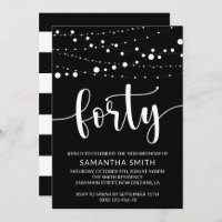 String Of Lights, Light Garland, 40th Birthday Invitation