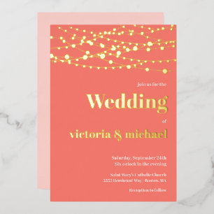 String of Lights Modern Wedding Foil Invitation
