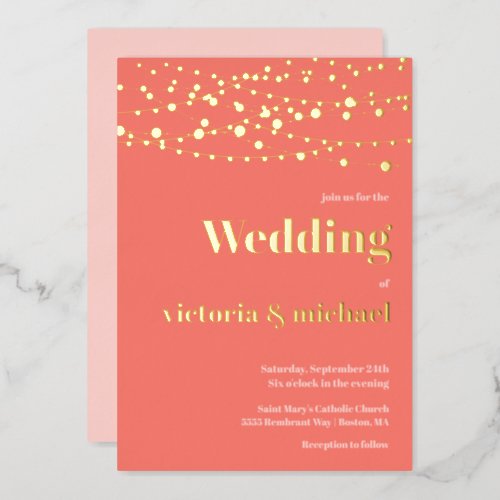 String of Lights Modern Wedding Foil Invitation