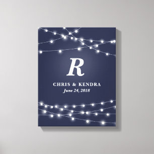 String of Lights Monogram Personalized Wedding Day Canvas Print