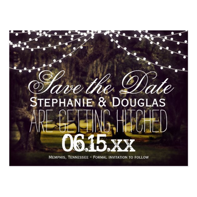 String Of Lights Oak Tree Save The Date Postcards