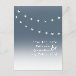 String of Lights Outdoor Evening Save The Date Announcement Postcard