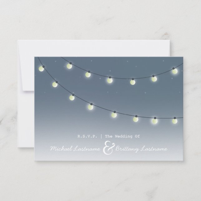 String of Lights Outdoor Evening Wedding R.S.V.P. RSVP Card (Front)