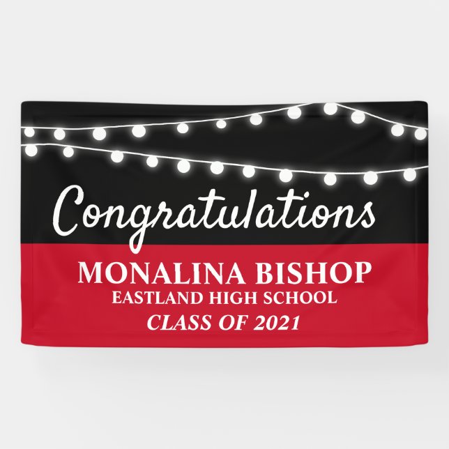 String Of Lights | Red Congratulations Graduate Banner (Horizontal)