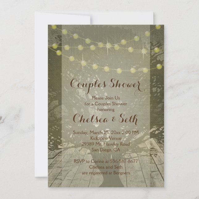String of Lights Rustic Background Invitation (Front)