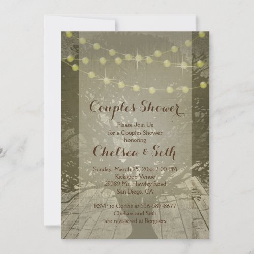String of Lights Rustic Background Invitation