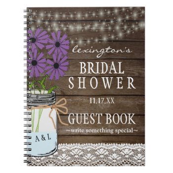 String Of Lights Rustic Bridal Shower Guestbook | Notebook by hungaricanprincess at Zazzle