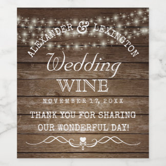 Groomsmen Thank You Gifts On Zazzle String Of Lights Rustic Country Wedding Bottle Wine Label