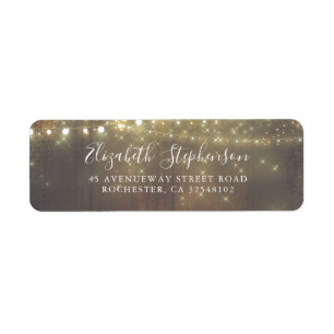 String of Lights Rustic Country Wooden Texture Label