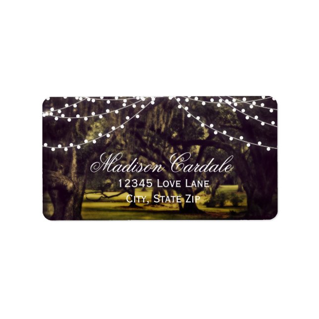 String of Lights Rustic Oak Tree Address Labels (Front)
