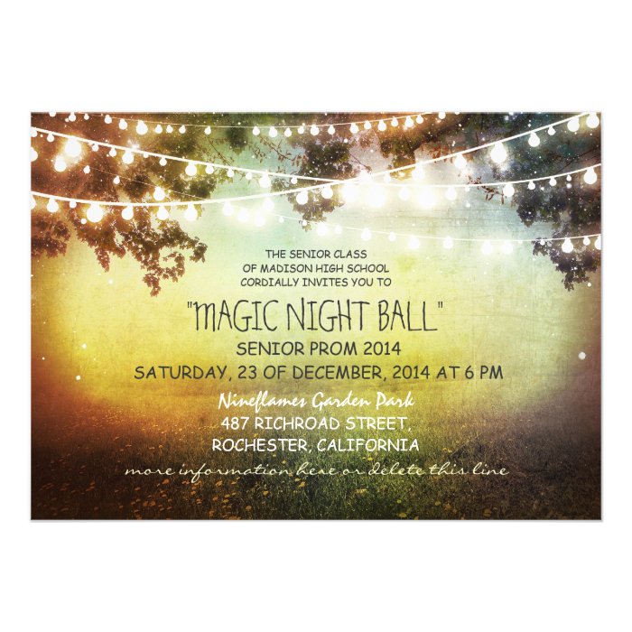 string of lights rustic Prom Invitations