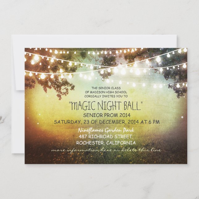 string of lights rustic Prom Invitations (Front)