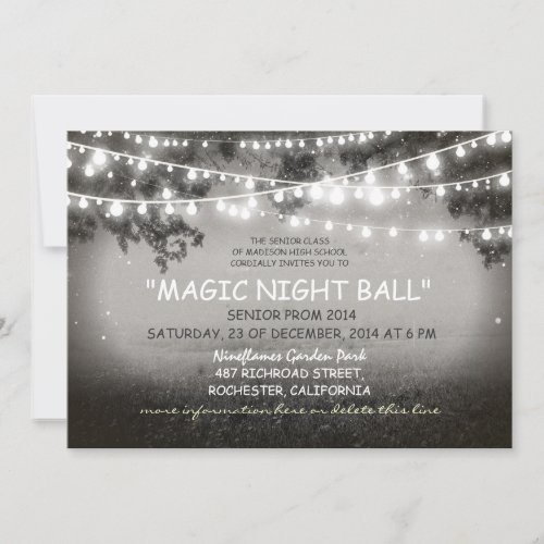 string of lights rustic Prom night Invitations