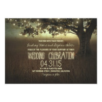 string of lights rustic wedding invitation