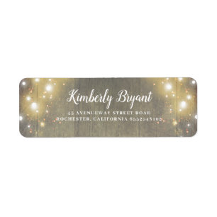 String of Lights Rustic Wood Texture Country Label