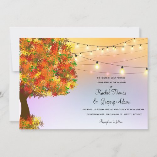 String of Lights Tree Fall  Wedding Invitation