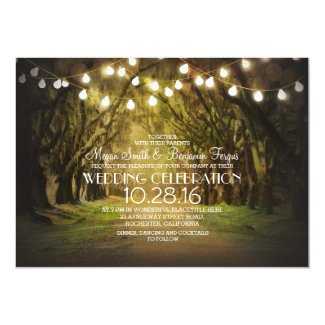 String of Lights Trees Path Rustic Wedding Invites