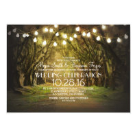 String of Lights Trees Path Rustic Wedding Invites