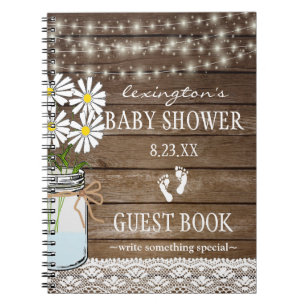 String Of Lights White  Baby Shower Guestbook   Notebook