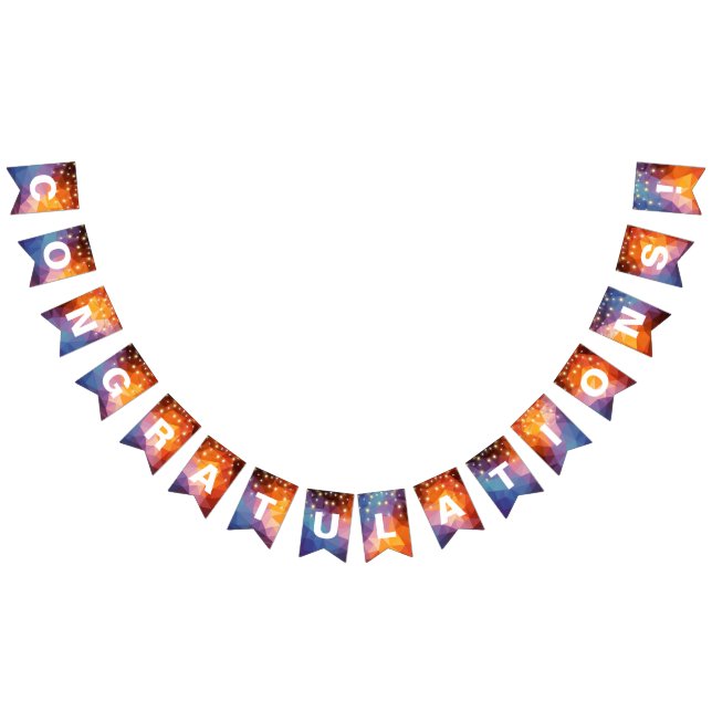 string of party lights on triangle abstract bunting flags (All)