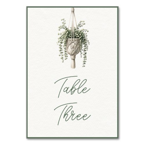 String of Pearls Boho Chic Botanical Greenery  Table Number